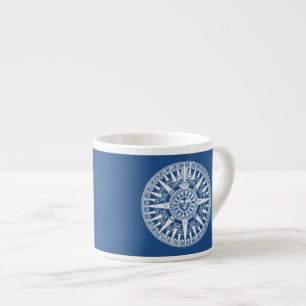 Kompass Windrose Blau Weiß Espressotasse