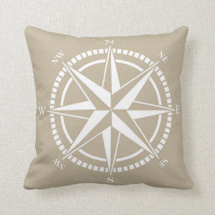Kompasse Rose Beige Nautik Kissen