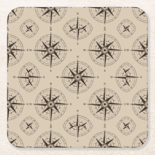 Kompassmuster Rechteckiger Pappuntersetzer