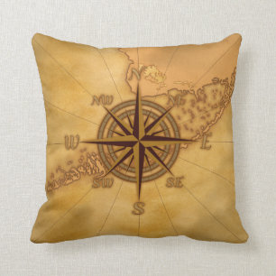 Kompassrose im antiken Stil Kissen