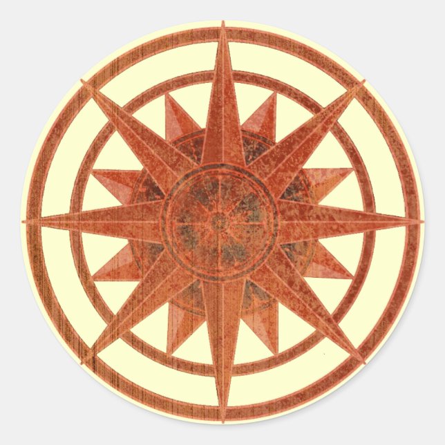 Kompassrose Runder Aufkleber (Vorderseite)