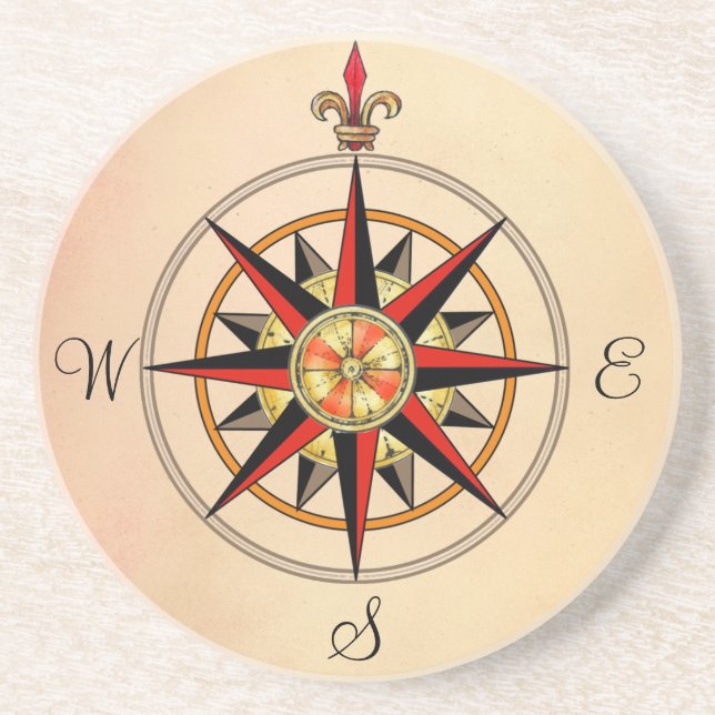 Kompassrose Sandstein Untersetzer (Vorne)