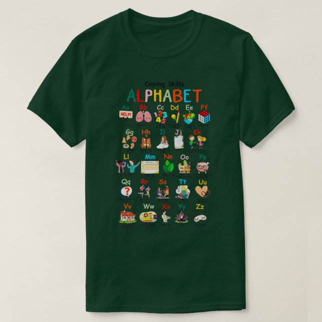Kompetenzen ABC Alphabet Psychische Gesundheit Bew T-Shirt (Design vorne)