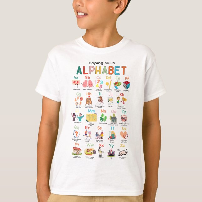Kompetenzen Alphabet Psychische Gesundheitsproblem T-Shirt (Vorderseite)