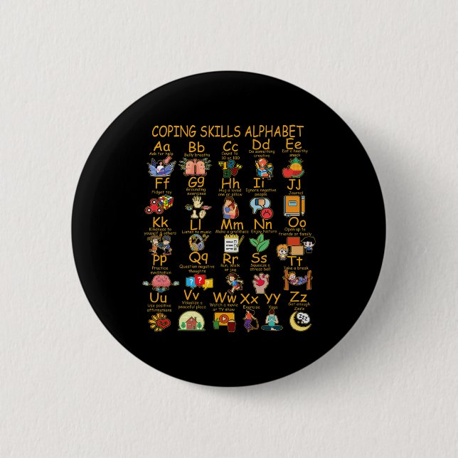 Kompetenzmanagement Alphabet Mental Health Awarene Button (Vorderseite)