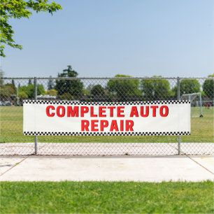 Komplette Autoreparatur Karierte Flagge Groß Weiß Banner