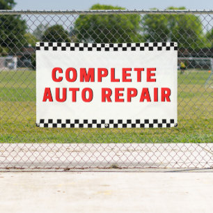 Komplette Autoreparatur Schachflagge Weiß Banner