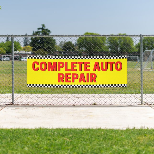Komplette Reparatur des Auto Checked Flag Groß Gel Banner (Insitu)