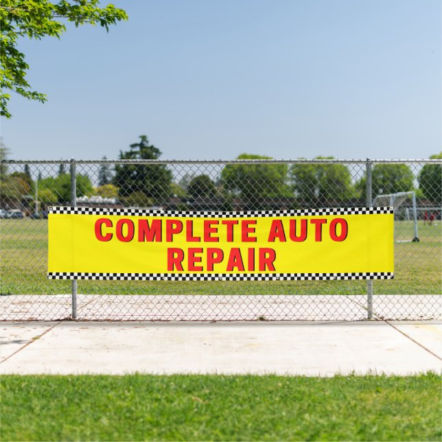 Komplette Reparatur des Auto Checked Flag Groß Gel Banner (Insitu)