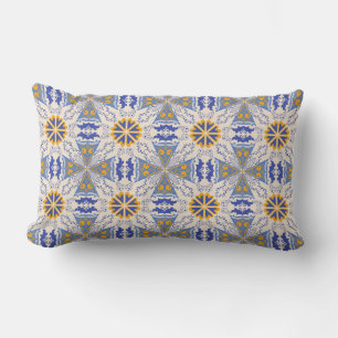 komplexe blaue und gelbe geometrische Muster Lendenkissen
