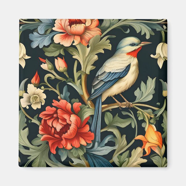 Komplexe Blumen mit Vogel Magnet (Vorne)