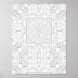 Komplexe Farbseite mit Quadrat-Muster Mosaik-Gitte Poster