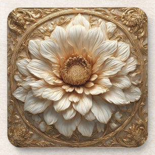 Komplexe goldene verzierte Blumenrelief Getränkeuntersetzer