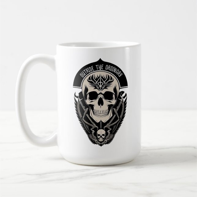 Komplexe gotische Schädelillustration Kaffeetasse (Links)