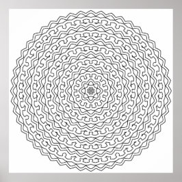 Komplexe konzentrische Schleifen-Mandala mit flora Poster