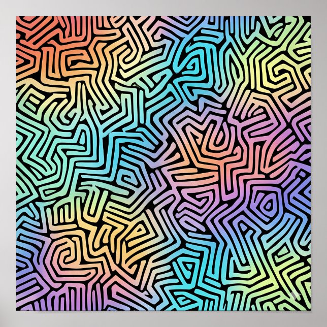 Komplexe leuchtende Tessellations-Wallpaper Poster (Vorne)
