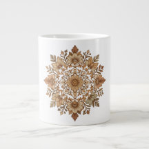 Komplexe Mandala-Blumenmotive in Brauntönen Kunst
