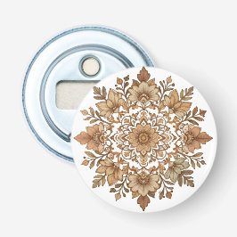 Komplexe Mandala Florale Brauntöne Kunst Flaschenöffner