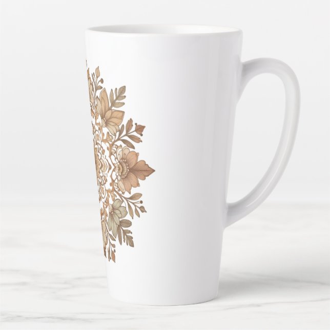 Komplexe Mandala Florale Brauntöne Kunst Milchtasse (Rechts)