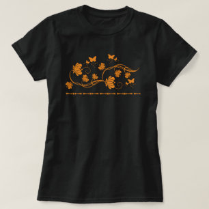 Komplexe ornamentale florale Spirale und Schmetter T-Shirt