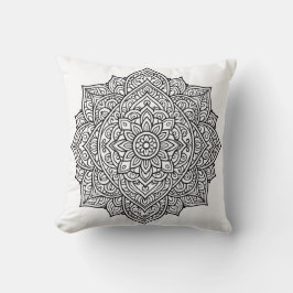 Komplexe schwarze Linien-Mandala-Kunst Kissen