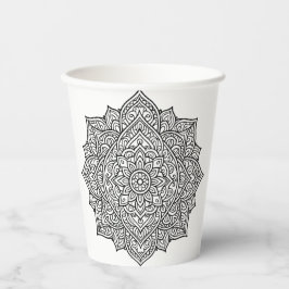Komplexe schwarze Linien-Mandala-Kunst Pappbecher