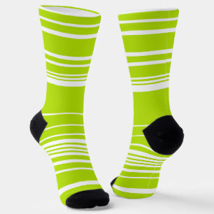 Komplexe Streifen in Kalkgrün und Weiß Socken