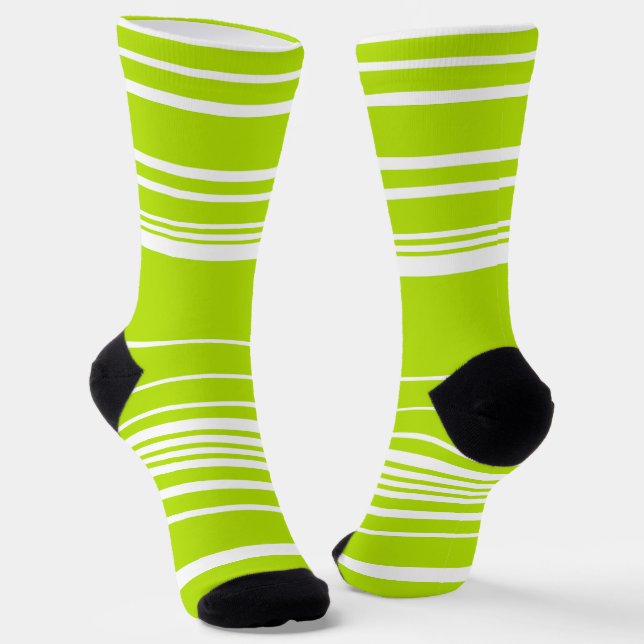 Komplexe Streifen in Kalkgrün und Weiß Socken (Gewinkelt)