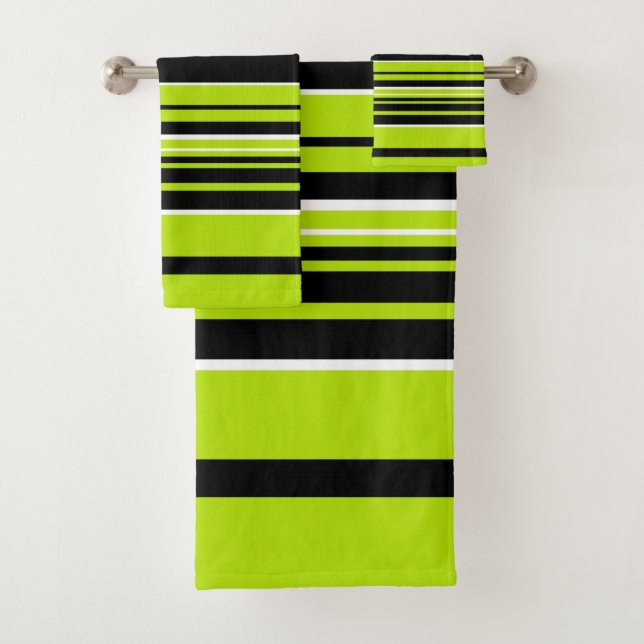 Komplexe Streifen - Kalkgrün Badhandtuch Set (Insitu)