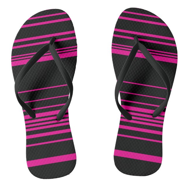 Komplexe Streifen - Magenta und Schwarz Flip Flops (Fußbett)