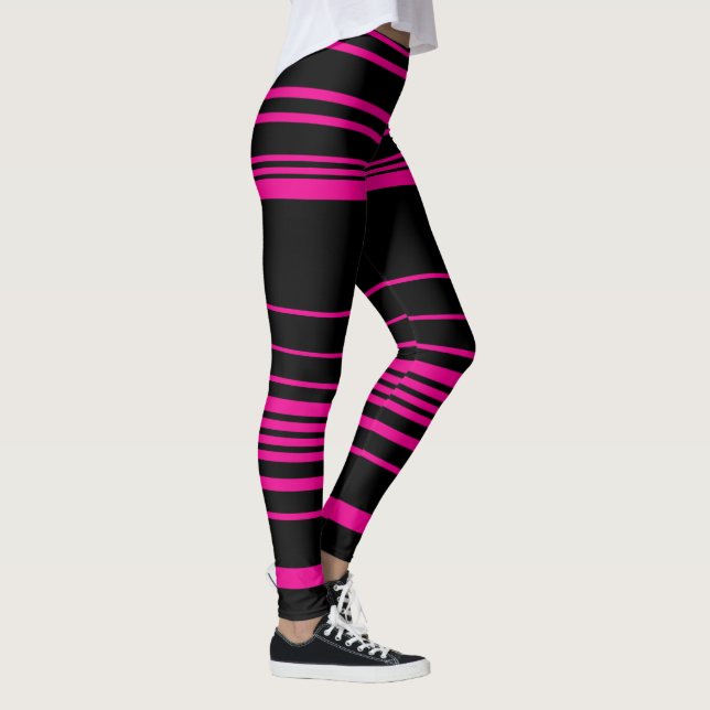 Komplexe Streifen - Magenta und Schwarz Leggings (Rechts)