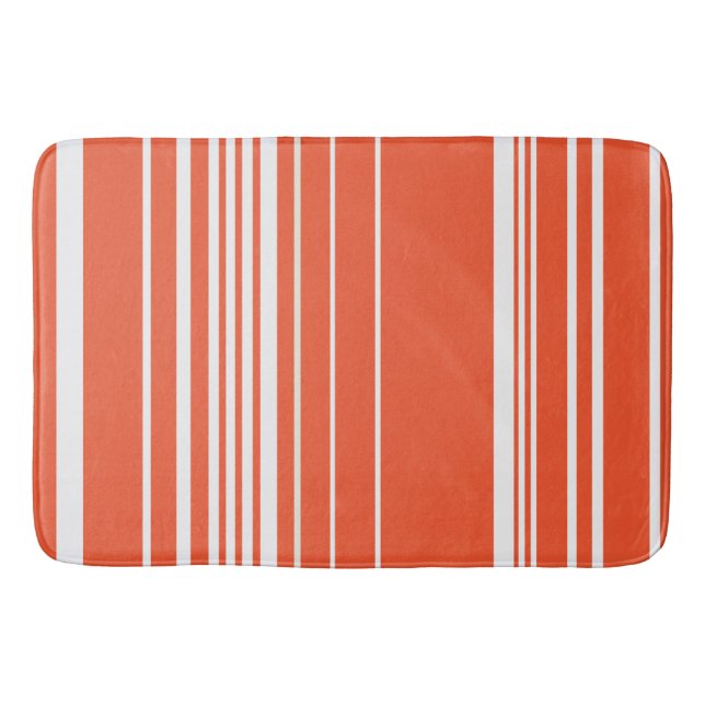 Komplexe Streifen - orange und weiß Badematte (Vorderseite)