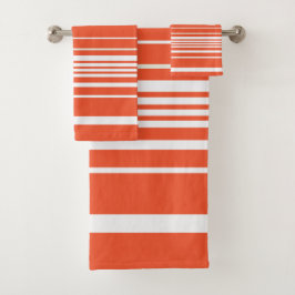 Komplexe Streifen - orange und weiß Badhandtuch Set