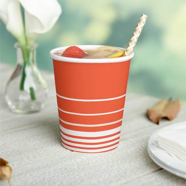 Komplexe Streifen - orange und weiß Pappbecher (In Situ)