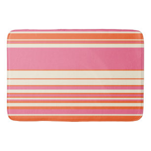 Komplexe Streifen - Rosa, Orange und Creme Badematte
