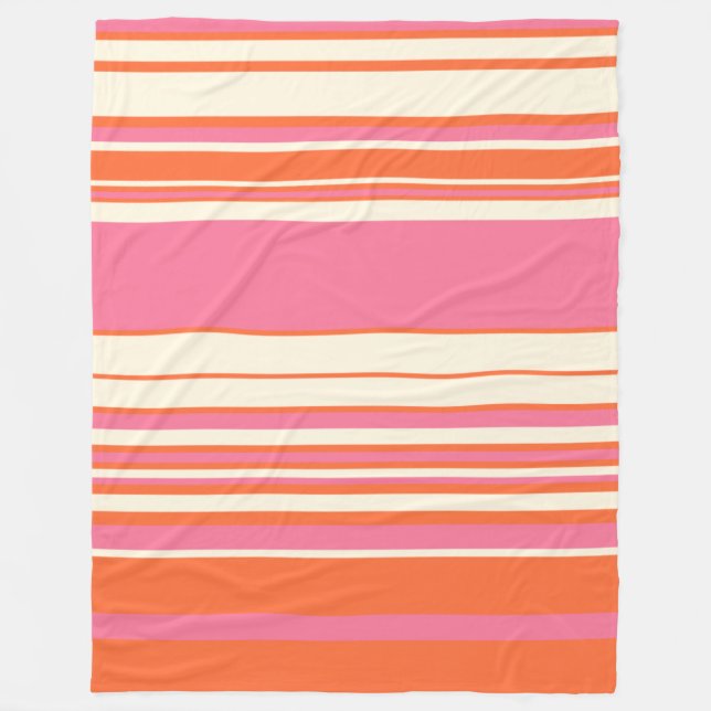 Komplexe Streifen - Rosa, Orange und Creme Fleecedecke (Vorderseite)
