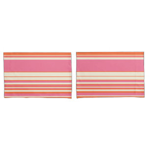 Komplexe Streifen - Rosa, Orange und Creme Kissenbezug