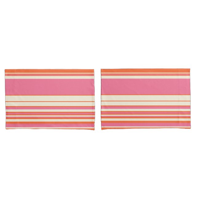 Komplexe Streifen - Rosa, Orange und Creme Kissenbezug (Vorderseite-Set)