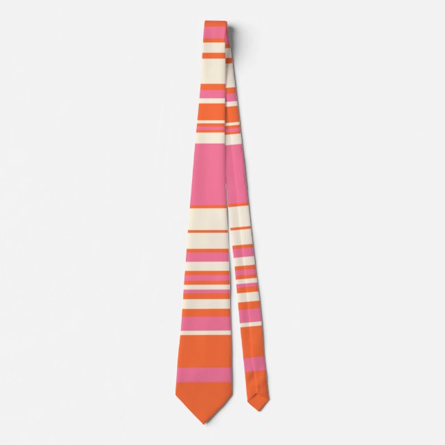 Komplexe Streifen - Rosa, Orange und Creme Krawatte (Vorderseite)