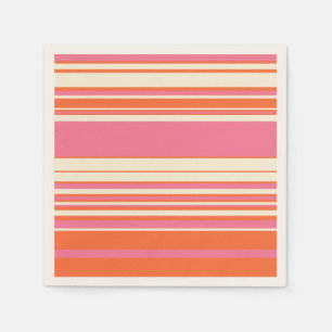 Komplexe Streifen - Rosa, Orange und Creme Serviette