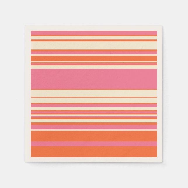 Komplexe Streifen - Rosa, Orange und Creme Serviette (Vorderseite)