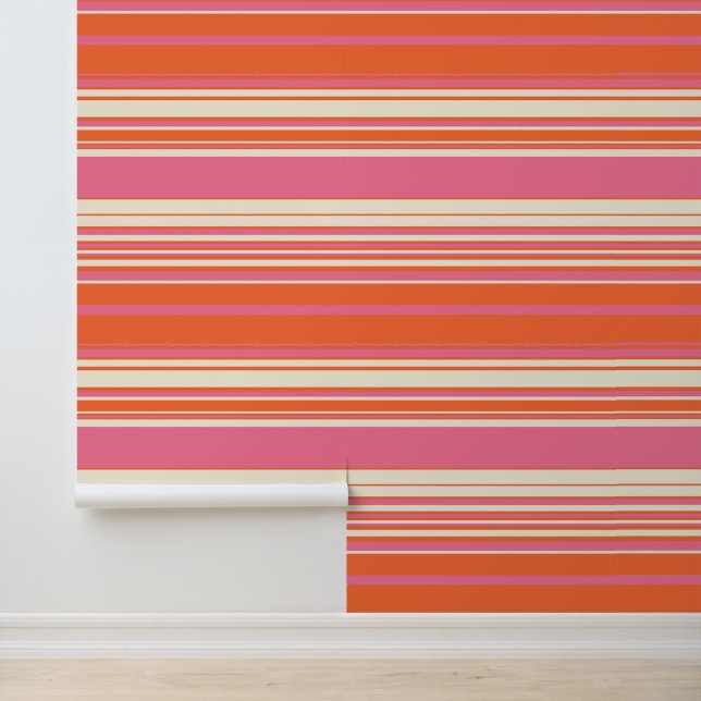 Komplexe Streifen - Rosa, Orange und Creme Tapete (Anwendung)