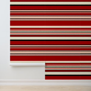 Komplexe Streifen - Rot & Creme Tapete