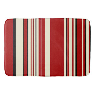 Komplexe Streifen - Rot und Creme Badematte