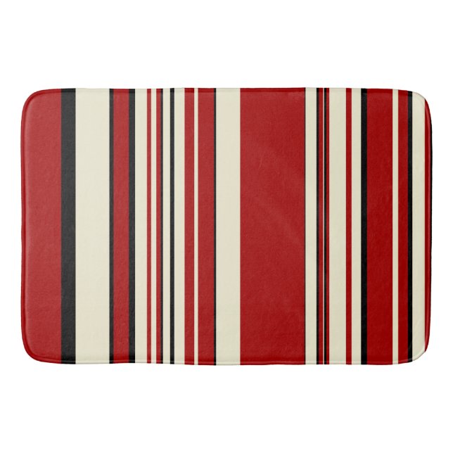 Komplexe Streifen - Rot und Creme Badematte (Vorderseite)