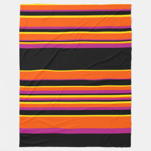 Komplexe Streifen - schwarz, rosa, orange und gelb Fleecedecke