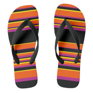 Komplexe Streifen - schwarz, rosa, orange und gelb Flip Flops