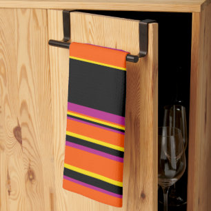 Komplexe Streifen - schwarz, rosa, orange und gelb Geschirrtuch