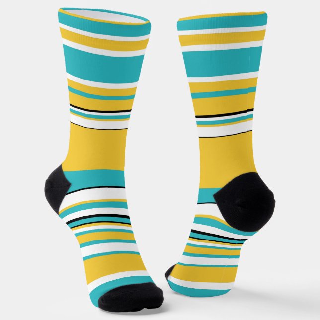 Komplexe Streifen - Türkis und Gelb Socken (Gewinkelt)