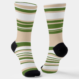 Komplexe Streifen - weiß, sand und palmengrün Socken